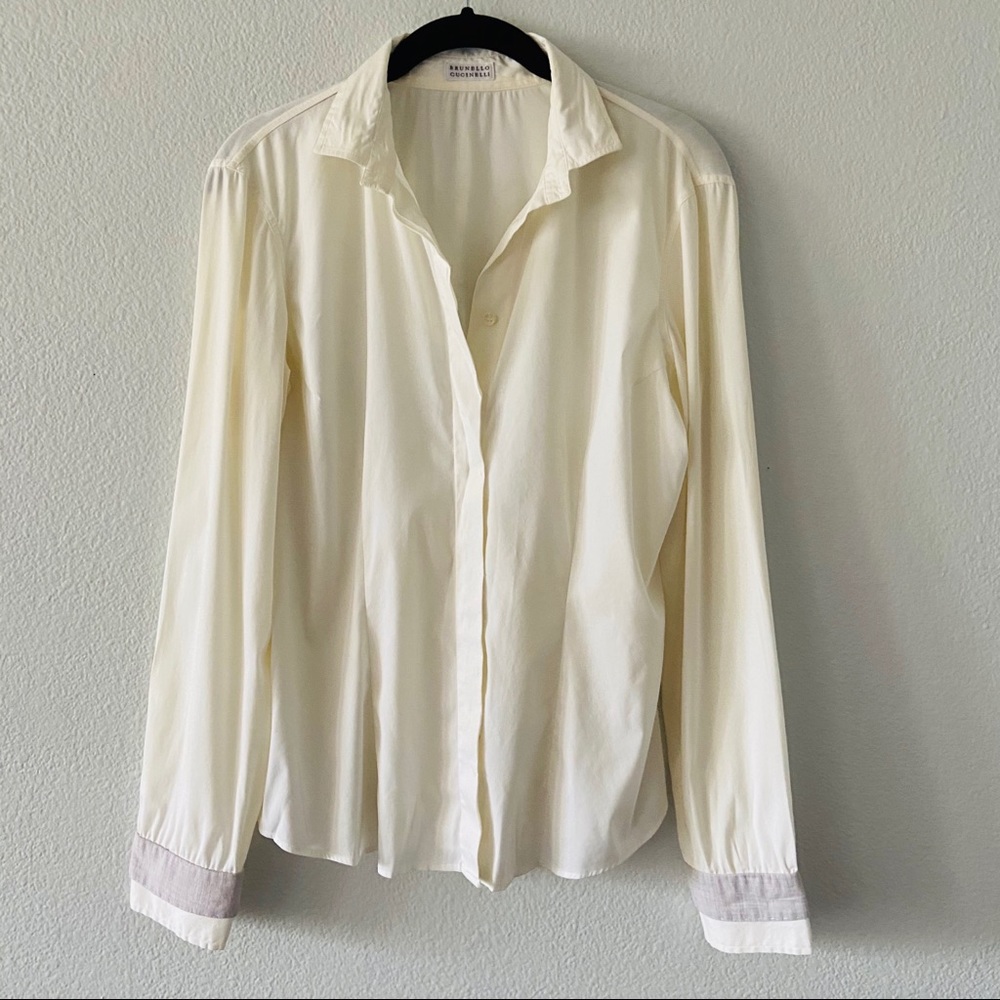 Brunello Cucinelli Cream Button Down Shirt